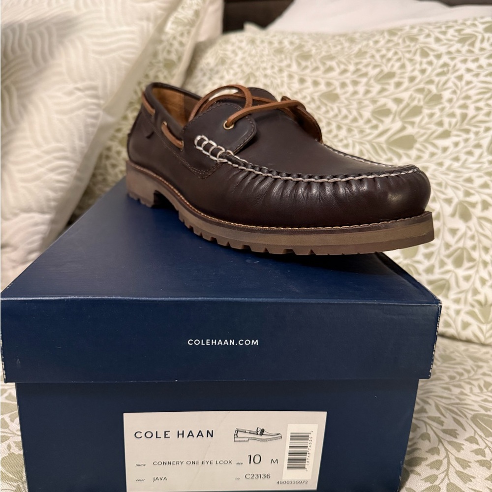 Cole Haan Dark Brown Leather Boat Shoes